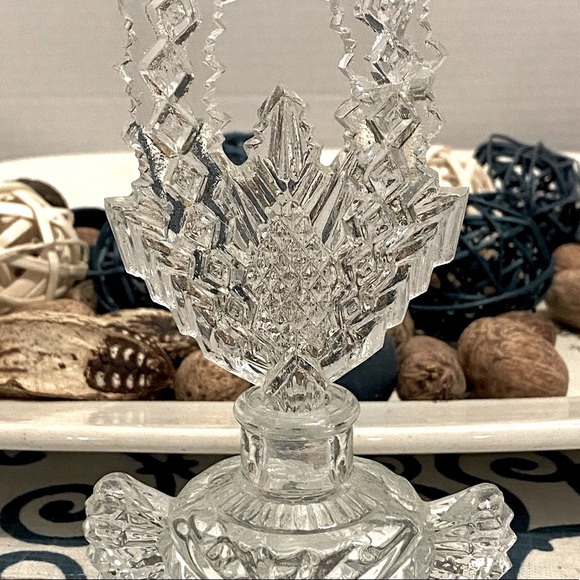 Antique Pressed Glass Perfume Bottle Women’s Scottish Thistle & Large Dabber - Picture 3 of 8